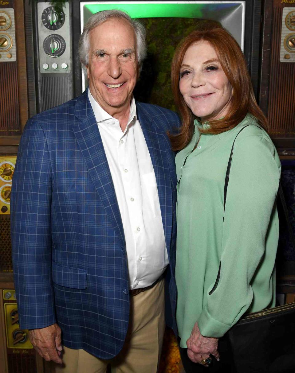 Henry Winkler and Stacey Weitzman attend the Warner Media Entertainment TCA Party on July 24, 2019 in Beverly Hills, California