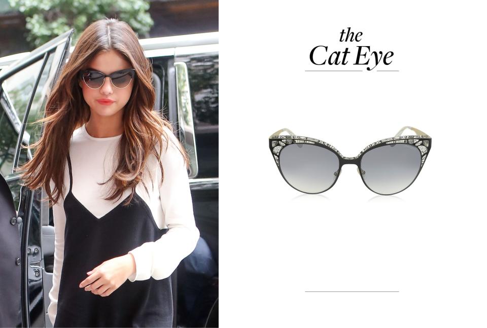 Selena Gomez wears cat’s-eye sunglasses