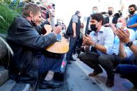 Canada's Prime Minister Justin Trudeau campaigns in Trois-Rivieres, Quebec