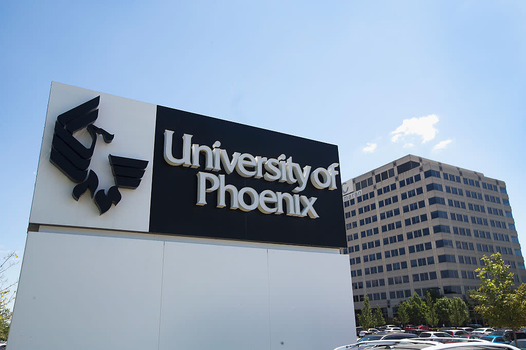 sign marks the location of the University of Phoenix Chicago Campus