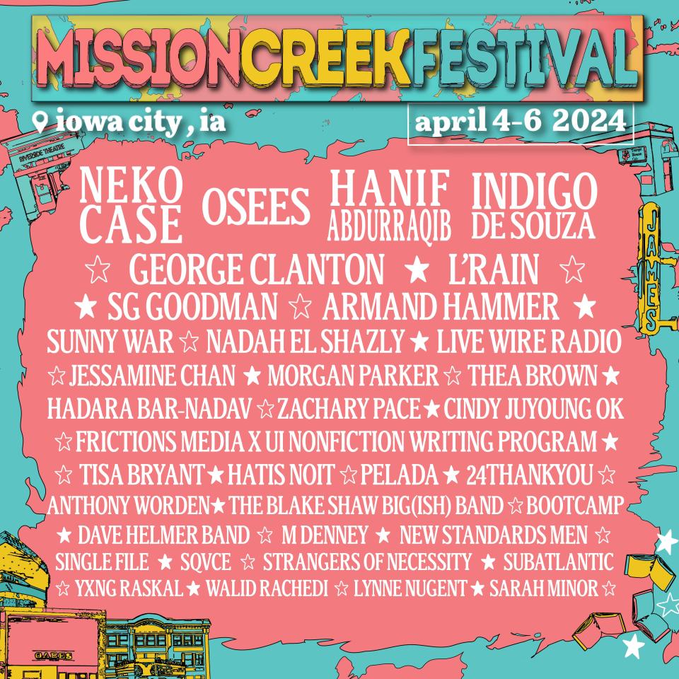 The 19th annual Mission Creek Festival lineup was revealed recently. Highlights include Neko Case, Osees and Indigo De Souza.
