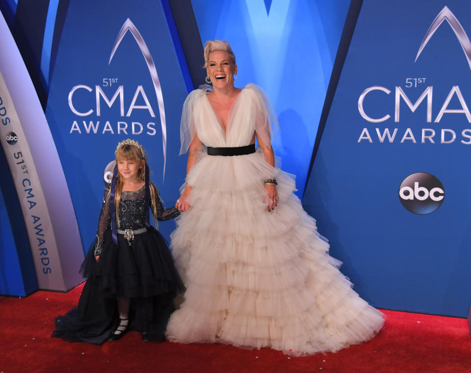 Singer Pink and her daughter Willow. (REUTERS)