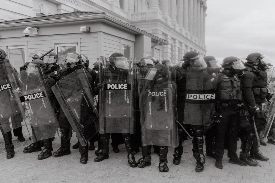 Capitol Police gathered outside the Capitol.<span class="copyright">Christopher Lee for TIME</span>