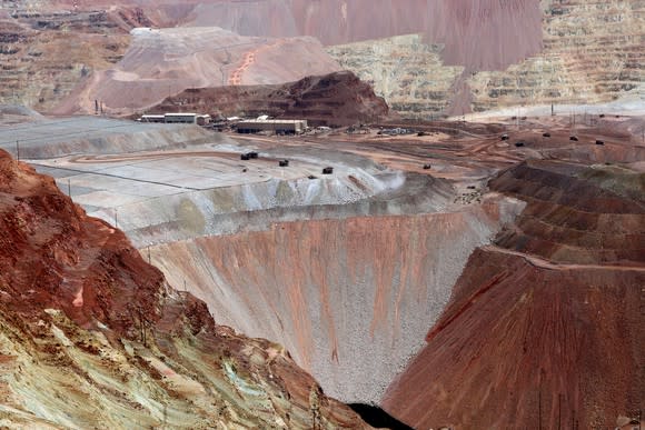 An open pit copper mine.