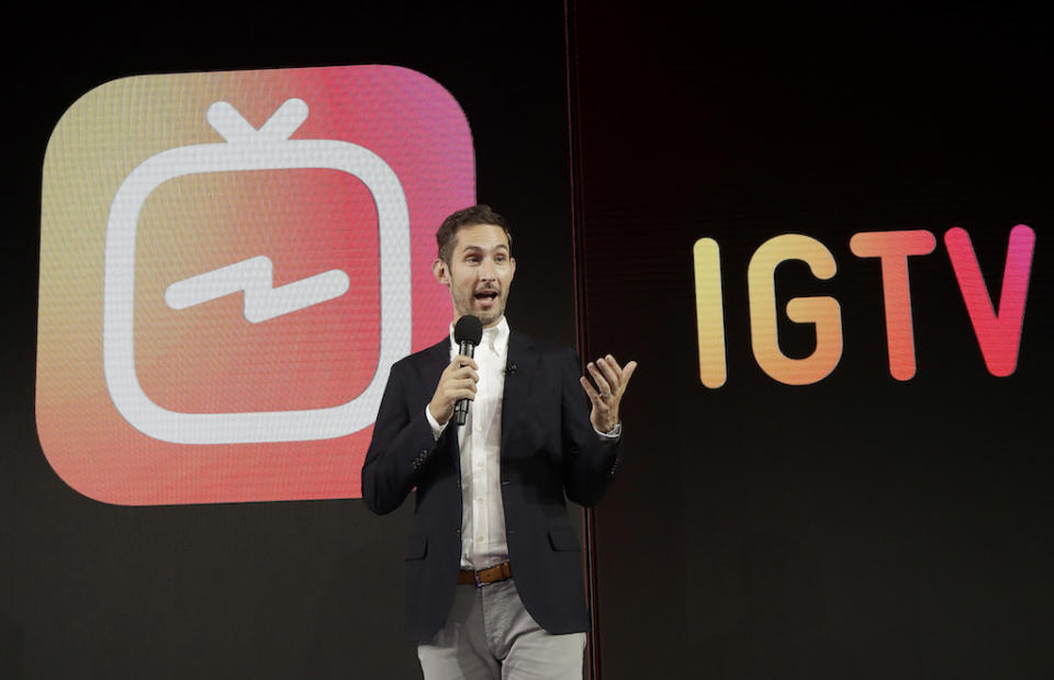 Come ha spiegato Systrom Igtv sarà un’applicazione, indipendente da Instagram, pensata per la condivisione di video in formato ”verticale e di lunga durata”. (Credits – AP)