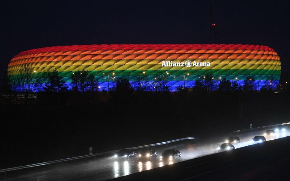 Allianz Arena illuminated in the rainbow colours. - GETTY IMAGES