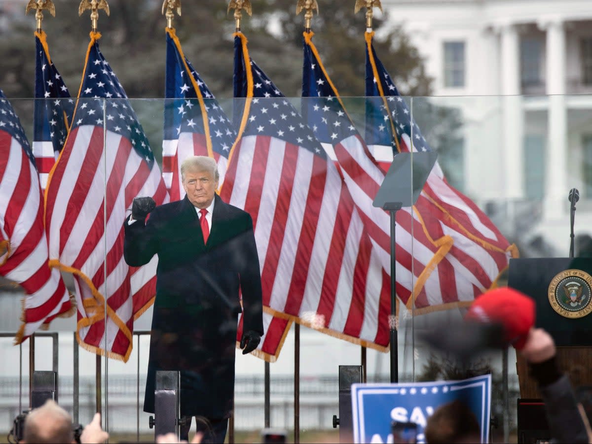 Donald Trump rallies supporters outside the White House on 6 January 2021 (AFP via Getty Images)