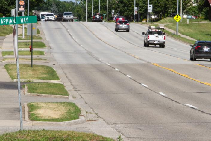 A stretch of Grand River Avenue in Brighton from Appian Way to W. North Street, shown Thursday, July 7, 2022, is scheduled for repaving.