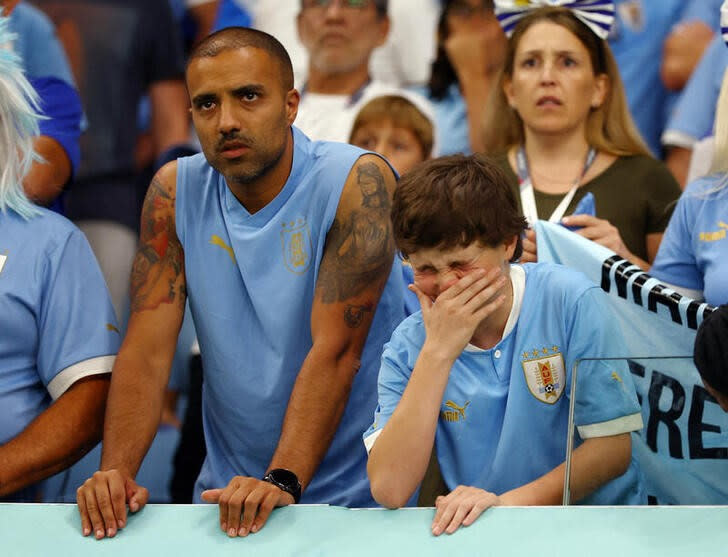 Foto del viernes de hinchas de Uruguay tras la eliminación