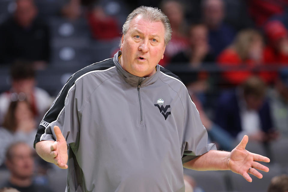 West Virginia coach Bob Huggins reacts during an NCAA tournament game on March 16. (Kevin C. Cox/Getty Images)