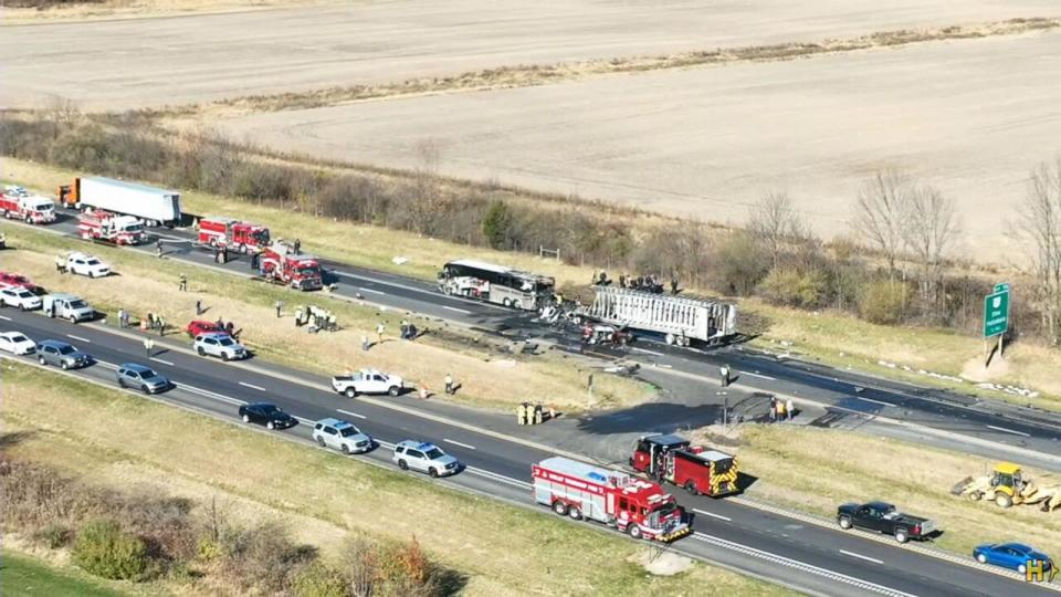 PHOTO:  A large crash shut down Interstate 70 in Etna, Ohio, on Tuesday, Nov. 14, 2023. (WSYX)
