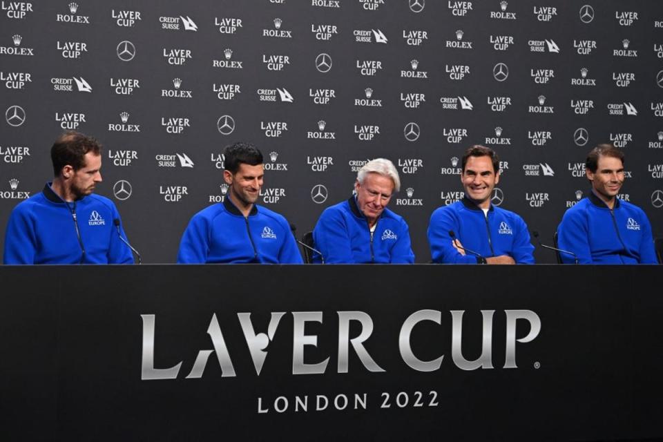 Europe captain Bjorg alongside his team (AFP via Getty Images)