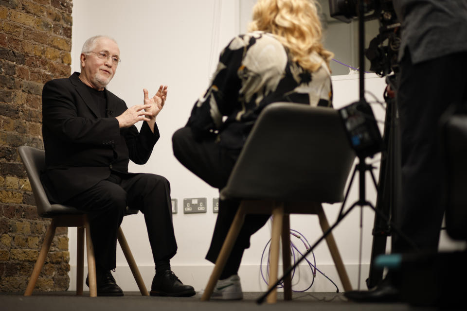 Scottish film composer Patrick Doyle speaks during an interview with The Associated Press in London, Thursday, April 20, 2023. Doyle has been commissioned to write the music for King Charles’ Coronation March which will debut, in front of the world, at the royal event at Westminster Abbey on Saturday, May 6. (Photo by David Cliff/Invision/AP)