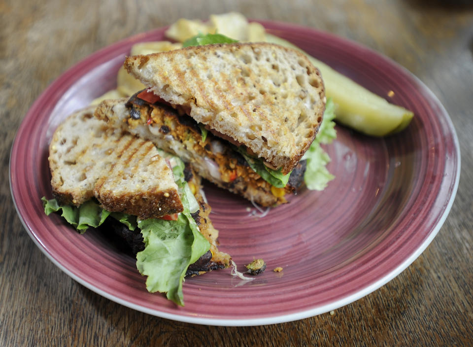 NORWAY, ME - JULY 24:  The MorningStar Farms brand black bean veggie burger at Cafe Nomad in Norway, Maine. (Gordon Chibroski/Portland Press Herald via Getty Images)