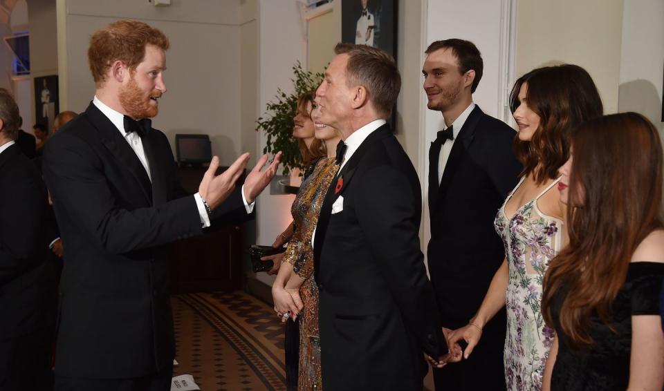 <p>The receiving lines for royals are very carefully planned and sometimes there's no time for plus-ones to say hello. That's why additional guests <a href="https://www.youtube.com/watch?v=TXr4vNrsgEQ&feature=youtu.be" rel="nofollow noopener" target="_blank" data-ylk="slk:must stand behind the celebrity;elm:context_link;itc:0;sec:content-canvas" class="link ">must stand behind the celebrity</a> who was invited to the event.</p>