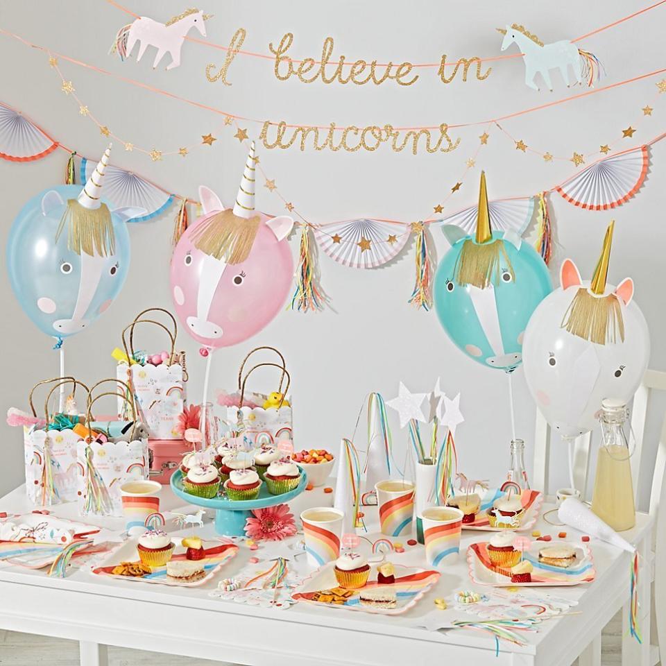 Unicorn-themed party supplies