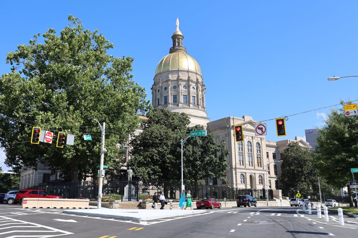 Georgia’s state capitol in Atlanta. Just down the street, the Fulton County District Attorney is expected to seek grand jury indictments over alleged efforts to overturn the 2020 election.