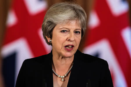 Britain's Prime Minister Theresa May makes a statement on Brexit negotiations with the European Union at Number 10 Downing Street, London September 21, 2018 . Jack Taylor/Pool via Reuters