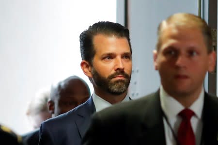 Donald Trump Jr. arrives for Senate Intelligence Committee interview on Capitol Hill in Washington