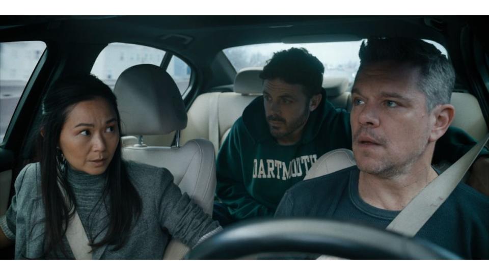 Hong Chau, Matt Damon and Casey Affleck in The Instigators