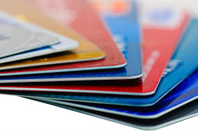 Close-up picture of a credit cards as a background.