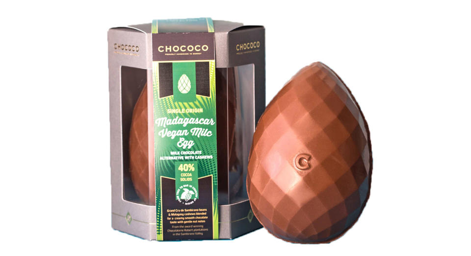 Chococo’s Madagascar Vegan Milc egg is made with cashews. [Photo: Chococo]