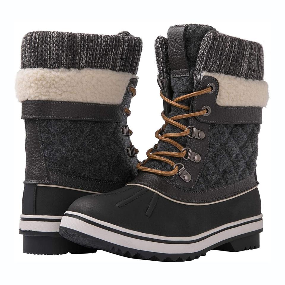 GLOBALWIN Women's Waterproof Winter Snow Boots in Dark Grey