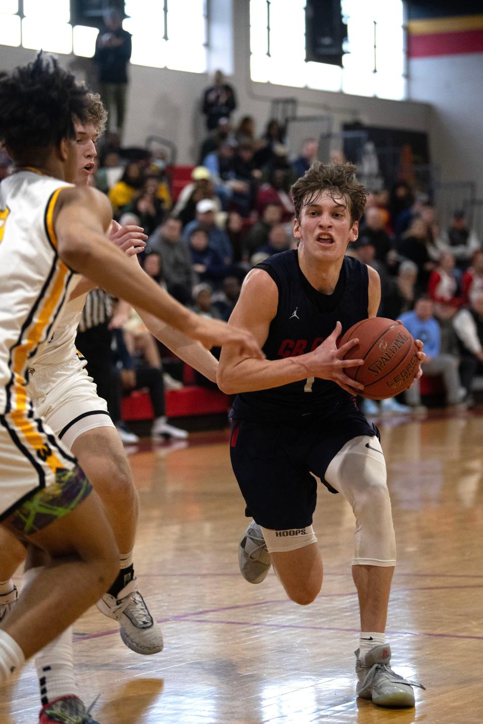 CB East's Jake Cummiskey heads toward the basket during the Patriots' PIAA first-round state playoff game against Archbishop Wood in March 2023.