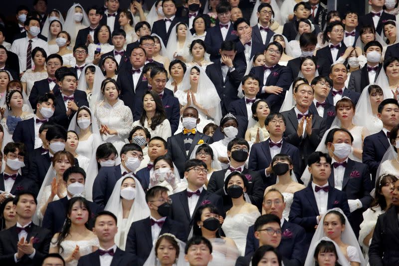 Ceremonia de una boda masiva de la Iglesia de la Unificación en Gapyeong, Corea del Sur.