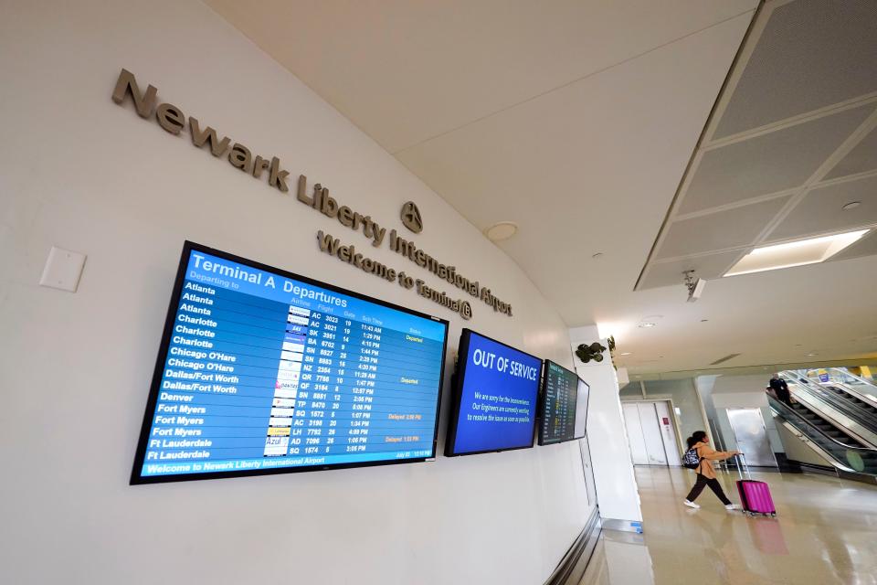 Holiday travel at Newark Liberty International Airport's Terminal B on July 3, 2023, in Newark.