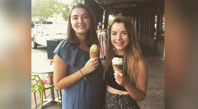 Amelia Blake (left), pictured with her friend Emily, was found dead in Sydney on Friday. Photo: Instagram