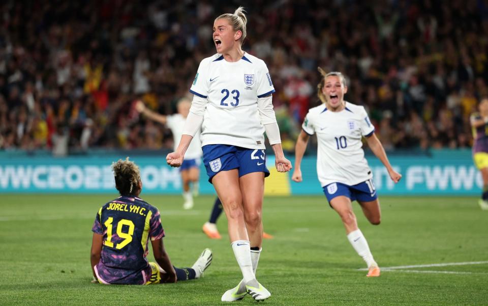 England's Alessia Russo celebrates scoring their side's second goal of the game