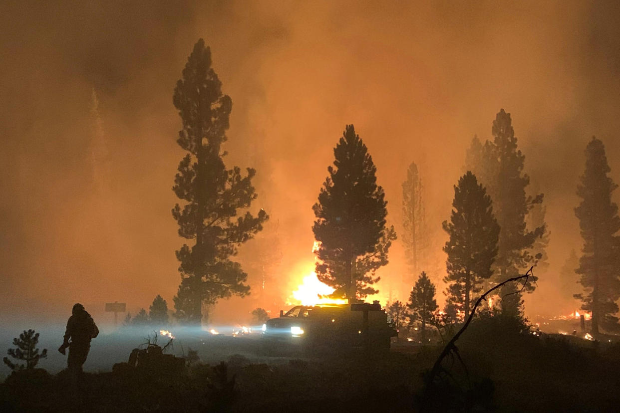 The Bootleg Fire burns in Oregon Saturday. (Bootleg Fire Incident Command via AP)