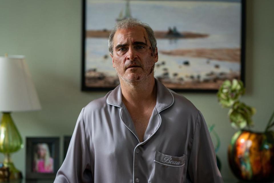 A photo of Joaquin Phoenix in A24’s Beau Is Afraid.