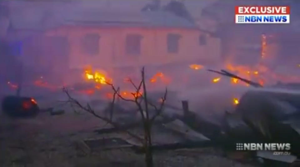 Trees seen burned down with embers on the end of the branches in Rappville.