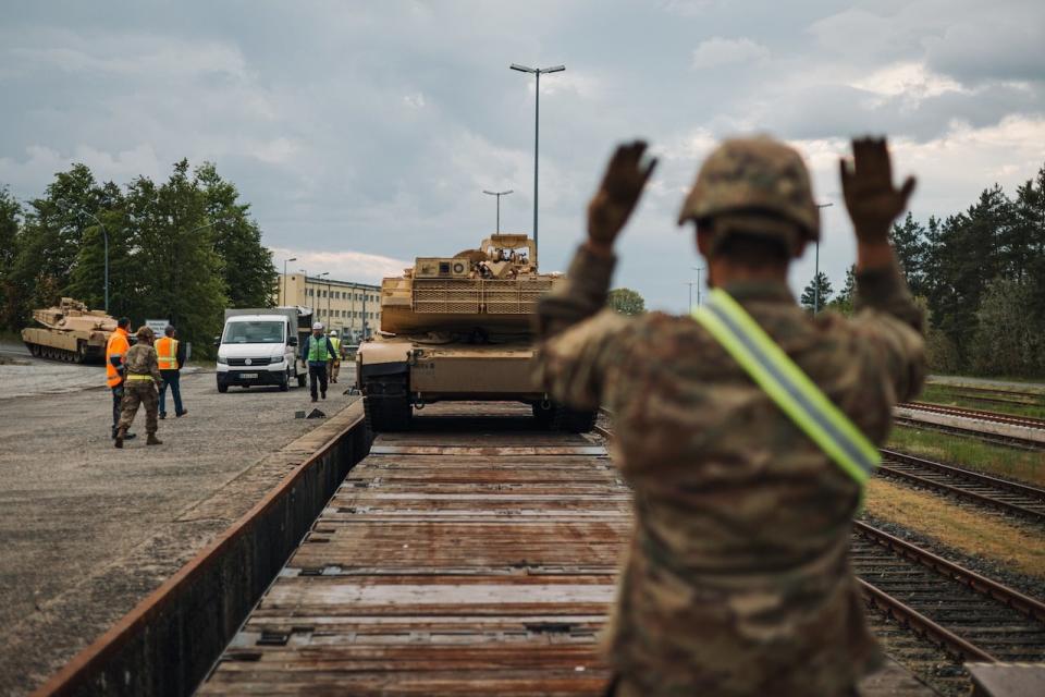 <em>M1 Abrams tanks in Germany used to train Ukrainian troops (U.S. Army)</em>