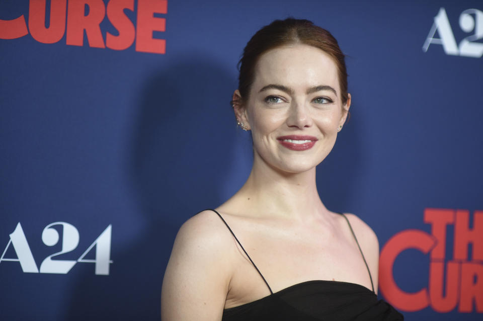 Emma Stone attends the season one finale celebration for "The Curse" on Monday, Jan. 8, 2024, in Beverly Hills, Calif. (Photo by Richard Shotwell/Invision/AP)