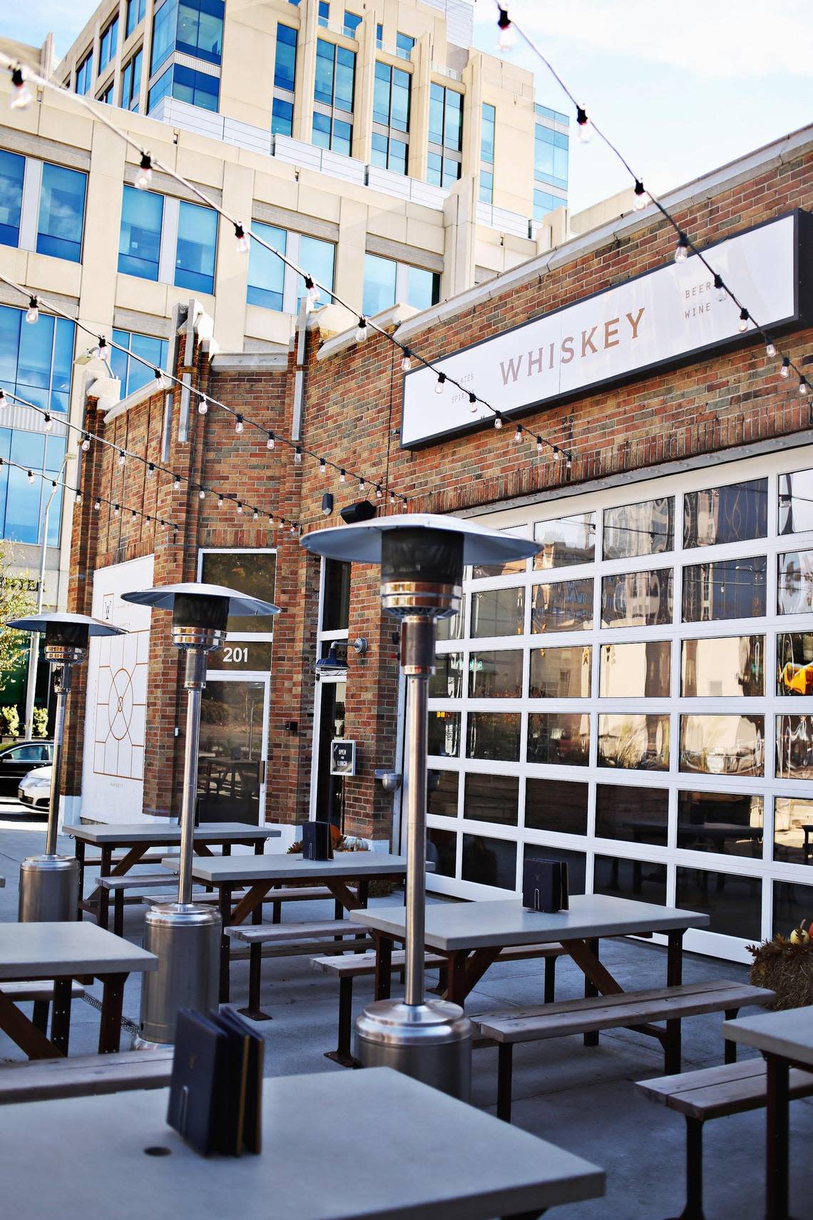 Whiskey Kitchen in downtown Raleigh has ample outdoor seating in the the heated patio.