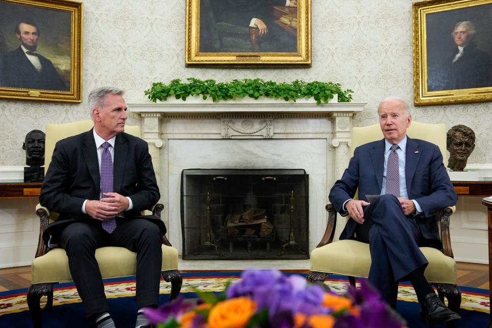 President Joe Biden meets with House Speaker Kevin McCarthy of Calif., Monday, May 22, 2023, in Washington.