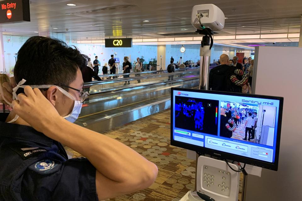 A temperature body scan at Singapore Airport earlier this year.