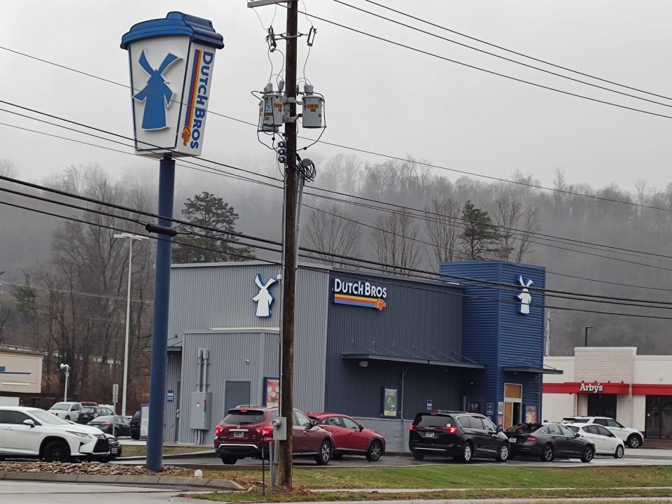 The Dutch Bros Coffee drive-thru lane at 7004 Maynardville Highway is busy Wednesday morning, Dec. 27, 2023.