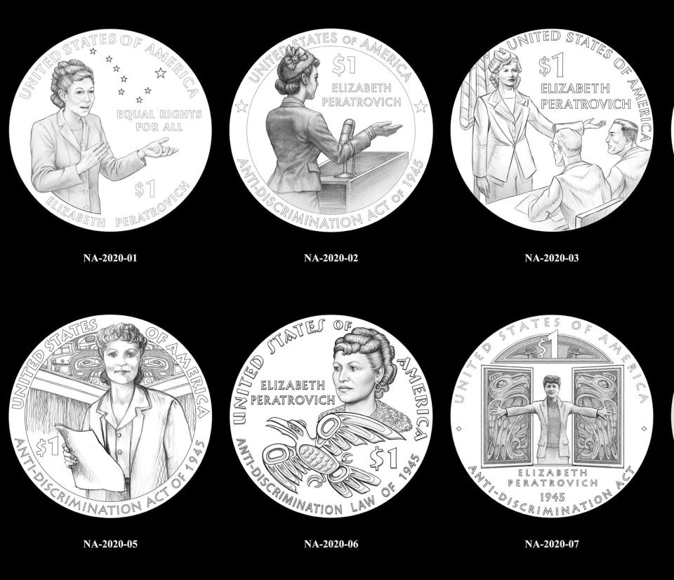 One dollar coins featuring Native activist Elizabeth Peratrovich