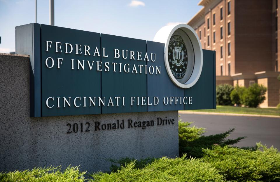 The FBI headquarters in Sycamore Township, Thursday, August 11, 2022. Mid-morning, a man, dressed in body armor, tried to get through the visitor screening facility. He fled up I-71 toward Clinton County. 