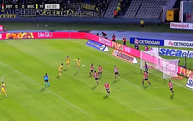 El gol de Miguel Merentiel para el 1-0 de Boca ante Estudiantes, en la segunda semifinal de la Copa de la Liga.