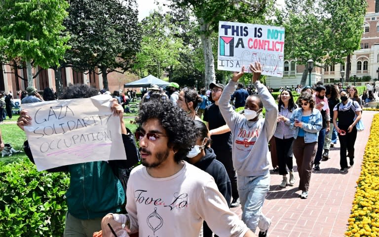 Ninety-three people were arrested at the University of Southern California's Los Angeles campus after pro-Palestinian protests erupted across US universities (Frederic J. BROWN)
