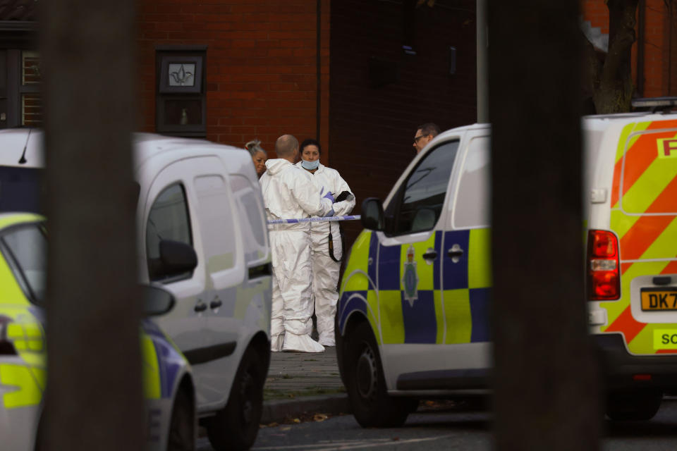 Police at a scene on Silvester St in Vauxhall, Liverpool this evening