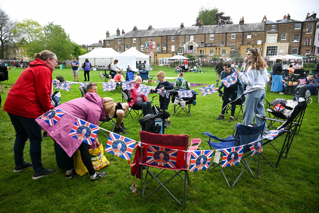 Royal fans set up for the day at The Big Lunch at The Long Walk during the Coronation (Getty Images)
