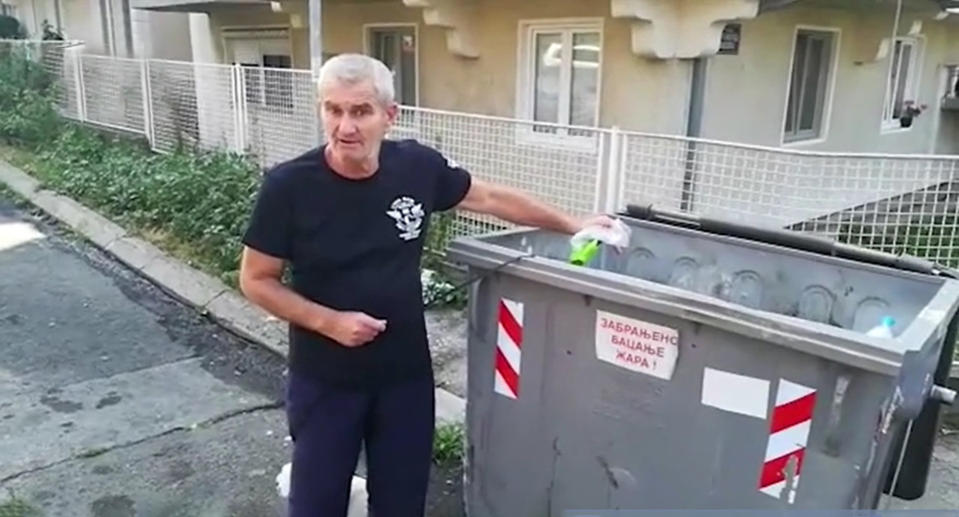 Pensioner Slobodan Cvetkovic who found the baby in the wheelie bin.