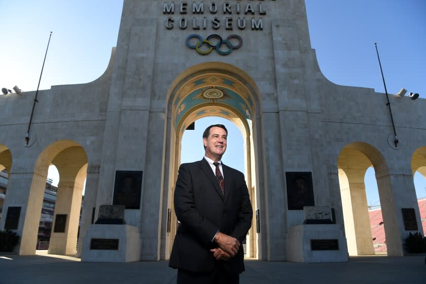 USC athletic director Mike Bohn at the Coliseum on Nov. 13, 2020.