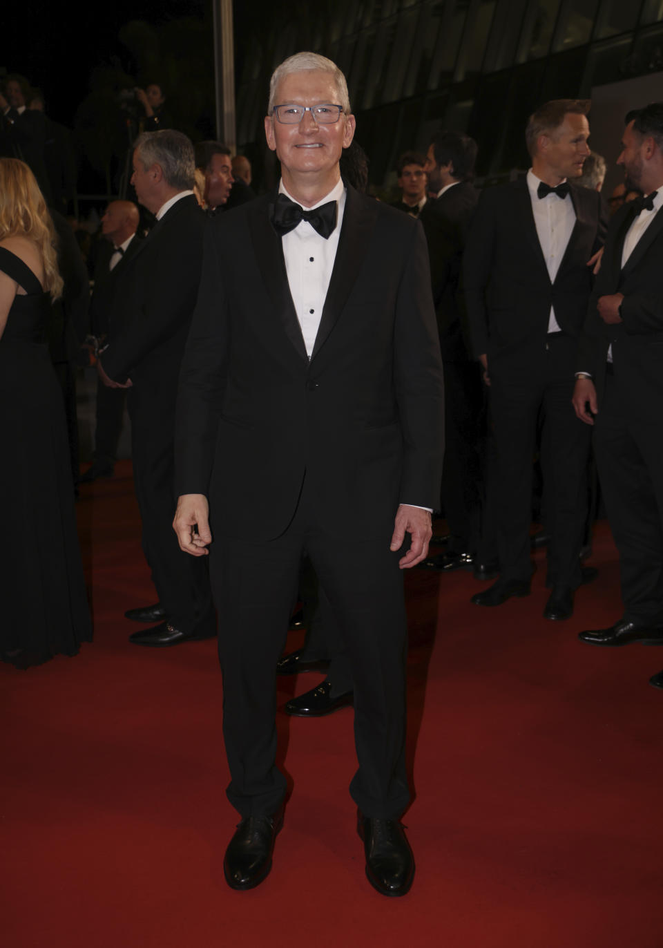 Tim Cook poses for photographers upon departure from the premiere of the film 'Killers of the Flower Moon' at the 76th international film festival, Cannes, southern France, Saturday, May 20, 2023. (Photo by Vianney Le Caer/Invision/AP)